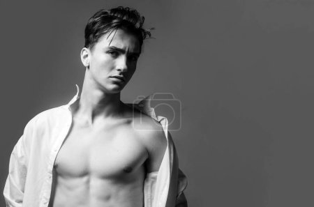Photo for Handsome man. Shirtless man, fashion brutal guy with sexy naked torso - Royalty Free Image