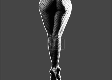 Photo for Long female legs. Sexy butt, ass. Baner, body isolated on red. Feet of a girl in stockings - Royalty Free Image