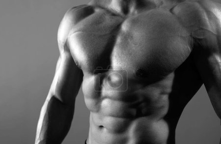 Photo for Handsome young mans torso closeup. Sexy naked torso, six pack abs - Royalty Free Image