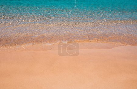 Photo for Blue ocean wave on sandy beach. Beach in sunset summer time. Beach landscape. Tropical seascape, calmness, tranquil relaxing sunlight - Royalty Free Image