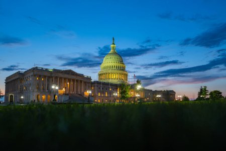 Photo for Washington DC. Capitol building. USA Congress, Washington D.C. Grass park night shoot - Royalty Free Image