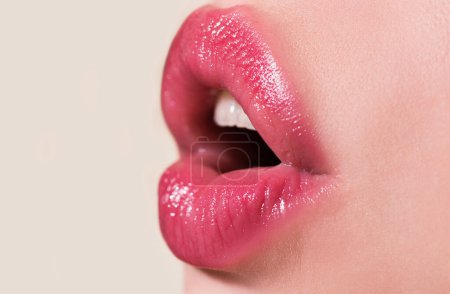 Photo for Passion and sensuality lips. Sensual girl sucking - Royalty Free Image