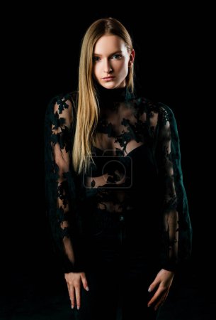 Photo for Girl in black. Young woman vogue style - Royalty Free Image