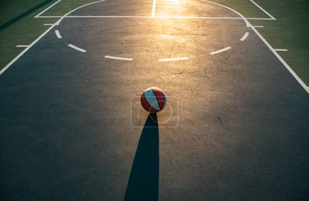 Photo for Basketball on court. Basketball as a sports and fitness symbol of a team leisure activity playing - Royalty Free Image