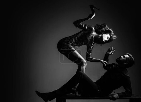 Photo for Married couple and sexual problems concept. Dont touch my body. Woman and her boss. No harass women. Gender roles - Royalty Free Image