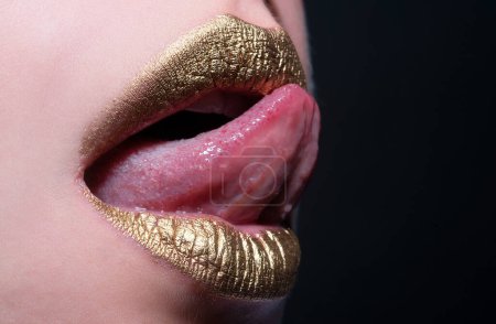 Photo for Lips. Cosmetics make up advertising. Beautiful female perfect red lips - Royalty Free Image