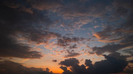 Photo for Sunset clouds are gathering. Panoramic sunrise or sunset sky with clouds. Sunset Sky on Twilight in the Evening with Sunset. Cloud Nature Sky Backgrounds. Sky Sunrise, Dusk clouds - Royalty Free Image