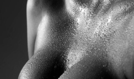 Photo for Women with wet breasts. Sexy breas, boobs, sensual beautiful slim female body. Closeup of sexy female boob - Royalty Free Image