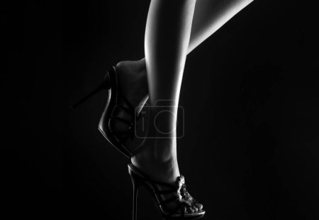 Téléchargez les photos : Mode chaussures vogue. Femme sexy jambes minces. Fille séduisante - en image libre de droit