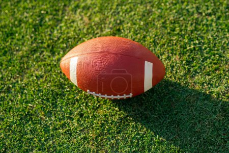 Photo for American football, rugby ball on green grass background - Royalty Free Image