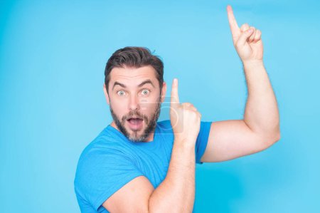 Photo for Emotional of excited man. Human reaction and emotions. Close up of excited man with facial expression. Happy and excited man doing winner gesture with arms raised, smiling and screaming for success - Royalty Free Image