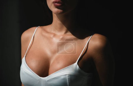 Photo for Close up women body. Bra model, sexy female breast. Women body shape. Breast boobs, woman after plastic surgery - Royalty Free Image