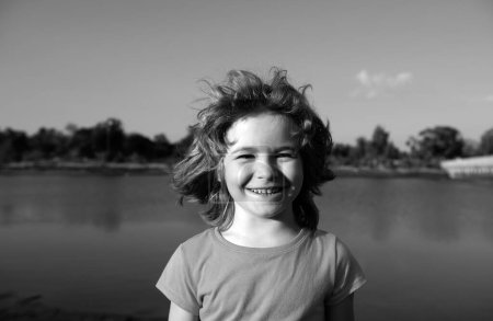 Photo for Portrait of little boy. Concept of kids outdoor face close-up. Head shoot children portrait - Royalty Free Image