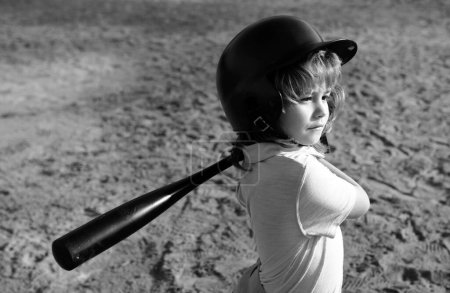 Photo for Child baseball player focused ready to bat. Kid holding a baseball bat - Royalty Free Image