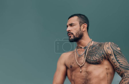Photo for Strong man showing his perfect naked body. Bare torso - Royalty Free Image