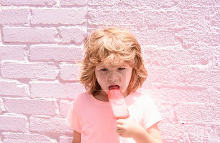 Photo for Kids holding ice cream on pink background - Royalty Free Image
