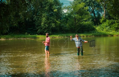 Photo for Hunting.Fly fish hobby of men. Weekend. Catching and fishing. Make with inspiration. Sports fishing. Life is always better when I am fishing. Rural getaway - Royalty Free Image