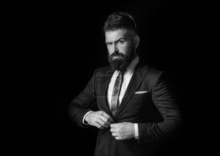 Photo for Business style. Handsome young man in a business suit. Elegant handsome business man isolated on black. Confident and successful - Royalty Free Image