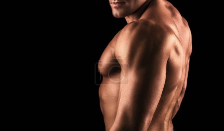 Foto de Un tipo con un torso desnudo. Concepto de belleza masculino. Captura de estudio - Imagen libre de derechos