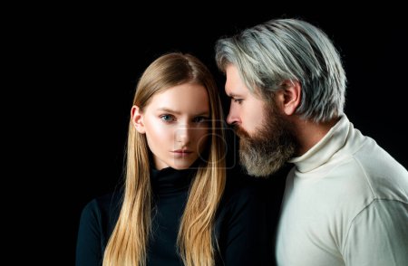 Photo for Closeup face portrait of sensual couple. Portrait of a young elegant couple - Royalty Free Image