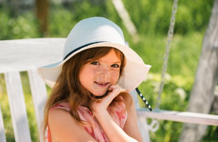 Photo for Spring kids girl outdoor, child cute face - Royalty Free Image