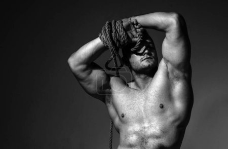 Photo for Muscular men body and shoulder muscles. Sexy gays with tied hand - Royalty Free Image