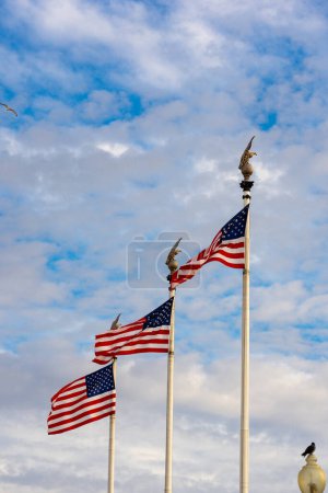 Téléchargez les photos : Président Day. Agitant le drapeau américain. Célébration du 4 juillet. agitant le drapeau américain - en image libre de droit
