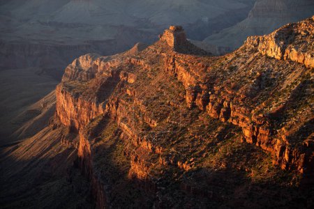 Photo for Grand Canyon north rim at golden sunset. Rock canyon, rocky mountains. Scenic view of Grand Canyon. Overlook panoramic view National Park in Arizona. Valley view at dusk - Royalty Free Image