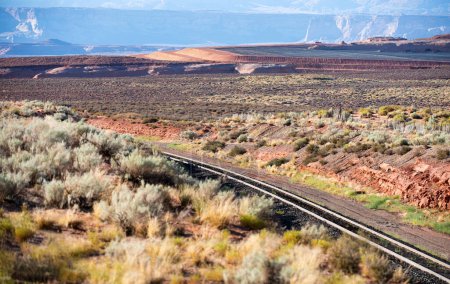 Photo for Desert way, Road on Death Valley. Scenic view of Grand Canyon. Overlook panoramic view National Park in Arizona. Valley view at dusk - Royalty Free Image