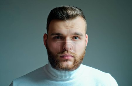 Photo for Masculinity and beauty. Well groomed bearded man stylish appearance. Hairstyle barber. Man bearded macho close up face. Barbershop concept. Beard grooming. Hipster style beard. Handsome bearded guy. - Royalty Free Image