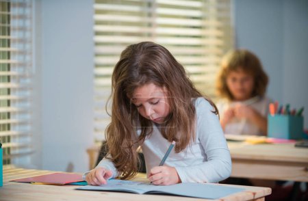 Photo for Back to School. Portrait of happy school children drawing - Royalty Free Image