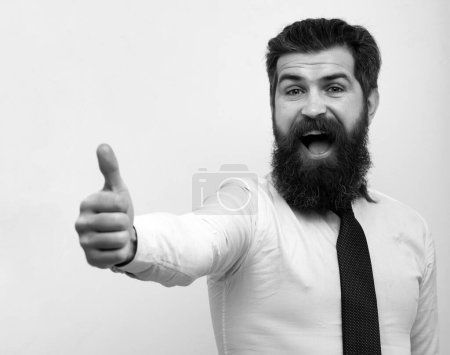 Photo for Positive human emotions, facial expressions. Portrait of excited man gesturing - Royalty Free Image
