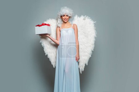 Photo for Valentine angel. Valentines cupid. Valentines Day: Gift, Romantic and Date. Romantic Gifts and Valentines Gift Ideas - Royalty Free Image
