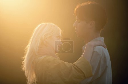 Photo for Young couple in love hug each other. Love story - Royalty Free Image