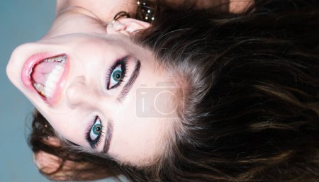 Photo for Funny girl, close up face, happy and fun - Royalty Free Image