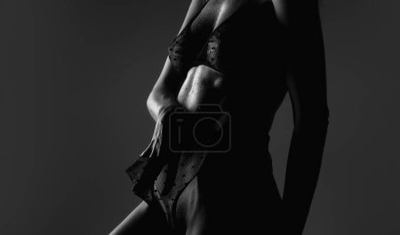 Photo for Lingerie model in sexy bra and panties. Sexy transparent lingerie. Naked sexy body, nude woman. Sensual topless body. Fashion and beauty. Sensual girl with naked sexy body - Royalty Free Image