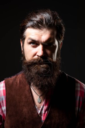 Photo for Beard style. Bearded brutal hipster vintage man with beard. Man retro beauty. The prickly bristle added character to rugged appearance. Barber and vintage barber shop concept - Royalty Free Image