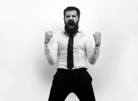 Photo for Business concept, excited emotions. Great News. Portrait of excited man gesturing - Royalty Free Image