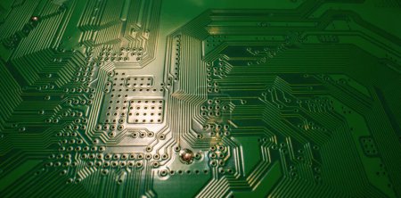 Semiconductors chip. Technology background. High tech electronic circuit board background. Close-up macro electronic circuit board, technology chips to the motherboard. Tech background
