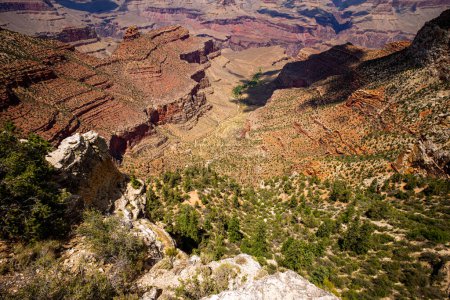 North Rim. Canyon National Park. View of a desert mountain. Famous american hiking place. Rock canyon panoramic landscape