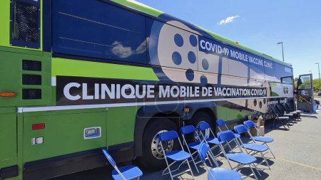 Photo for TORONTO, CANADA - June 03, 2022: Go bus redesigned to a pop up COVID-19 mobile vaccine clinic in Toronto - Royalty Free Image