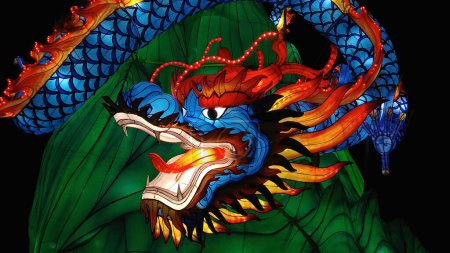 Primer plano del Dragón Chino en el Festival de Linternas Chinas en Toronto