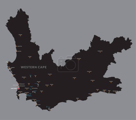 Téléchargez les illustrations : Carte détaillée de Western Cape - en licence libre de droit