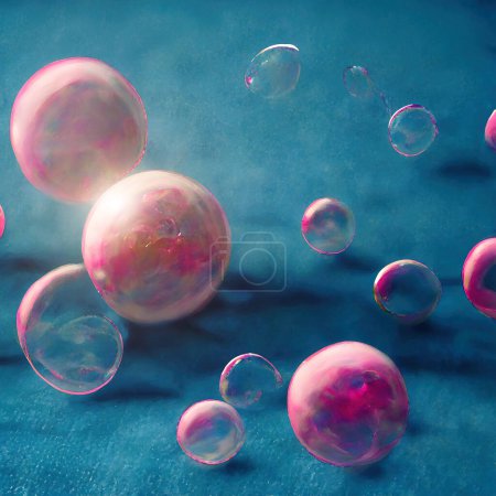 Photo for Illustration of abstract pink bubble ball on blue background - Royalty Free Image