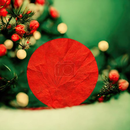 Photo for An illustration of a Christmas background with a red circle frame with space to place your message. - Royalty Free Image