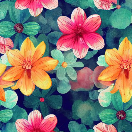 Photo for Illustration of Hand painted watercolor flower background. - Royalty Free Image