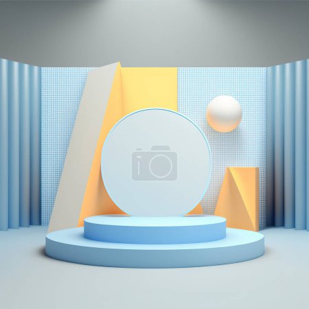 Photo for Blue background with empty podium for modern concept design. 3D rendering. - Royalty Free Image