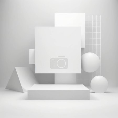 Photo for Abstract white geometric 3d background. - Royalty Free Image