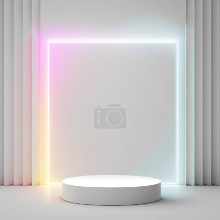 Photo for Abstract white geometric 3d background with empty podium. - Royalty Free Image