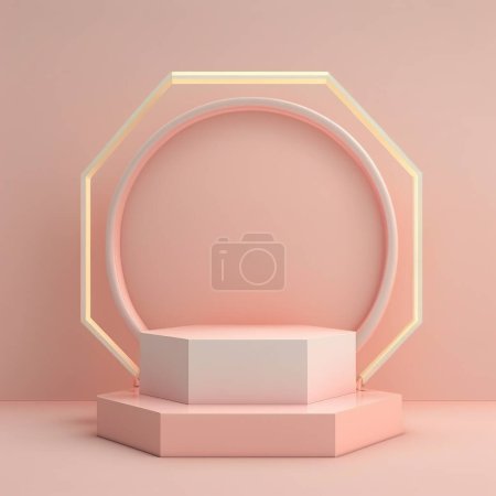 Photo for Pink background with empty podium for modern concept design. 3D rendering. - Royalty Free Image